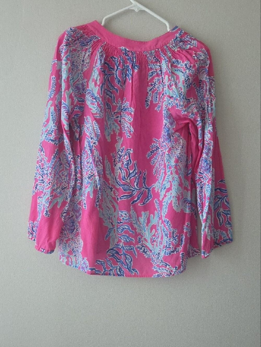 Lilly Pulitzer Pink Blue Floral  100% Silk V-Neck Tunic - Picture 7 of 7
